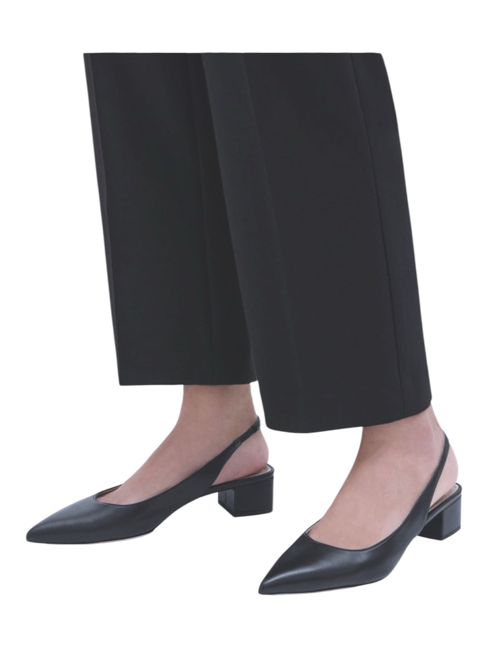 Navy Leather Pointed Toe Slingback Thick 2” Block Heels Size 11 - Picture 13 of 16